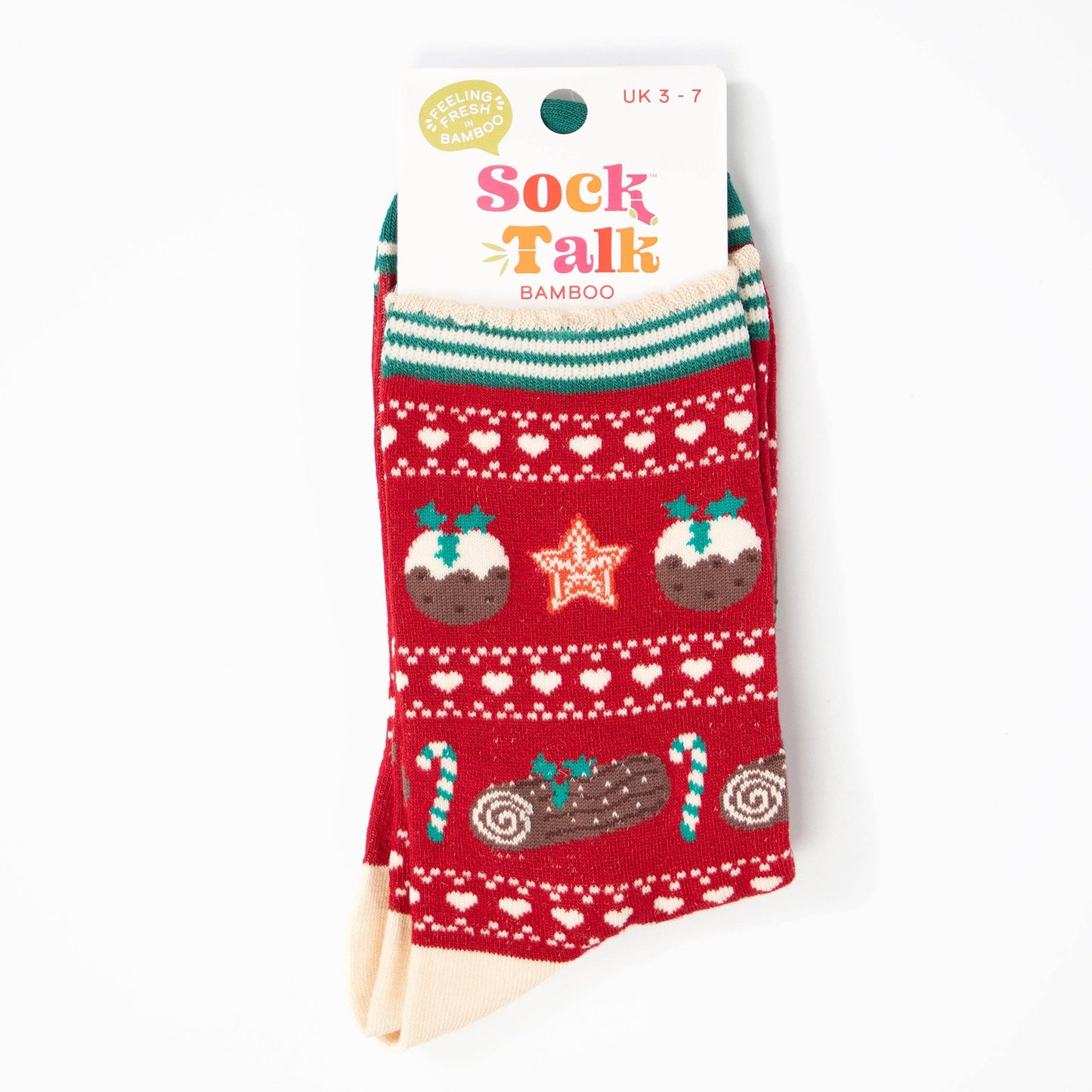 Women's Red/Green Christmas Pudding Bamboo Socks