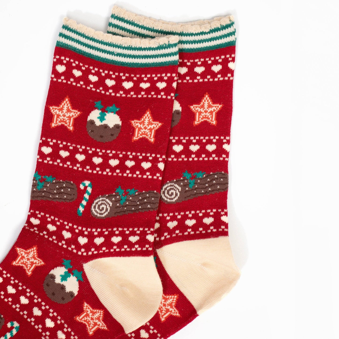 Women's Red/Green Christmas Pudding Bamboo Socks