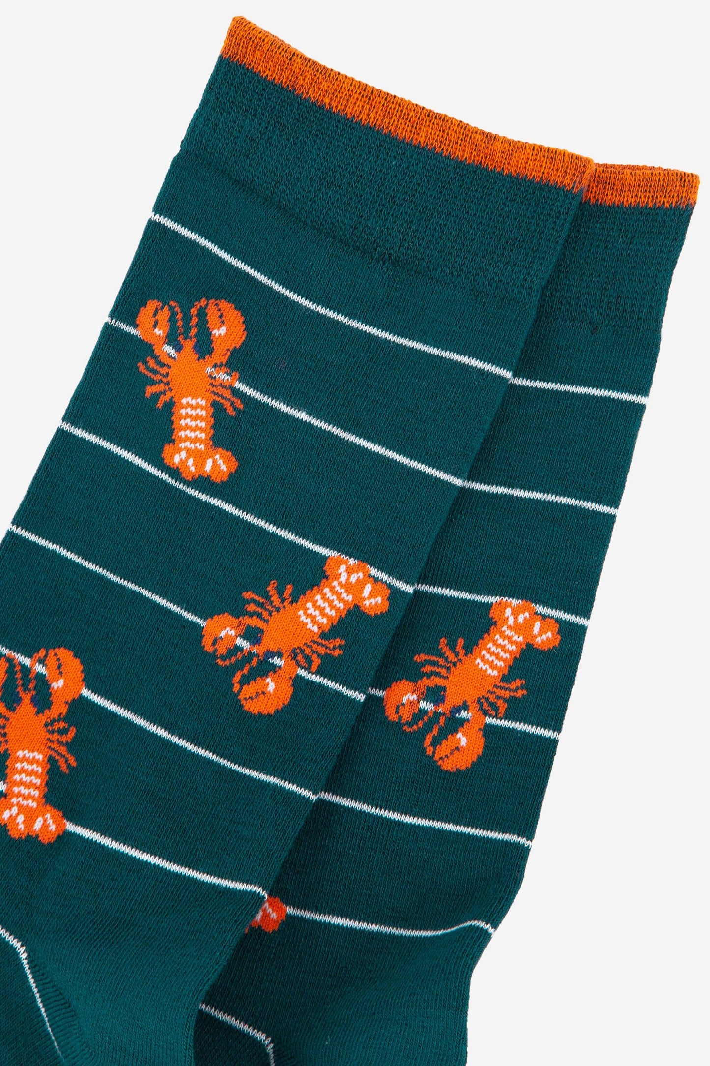 Men's Lobster Bamboo Socks Green Stripe