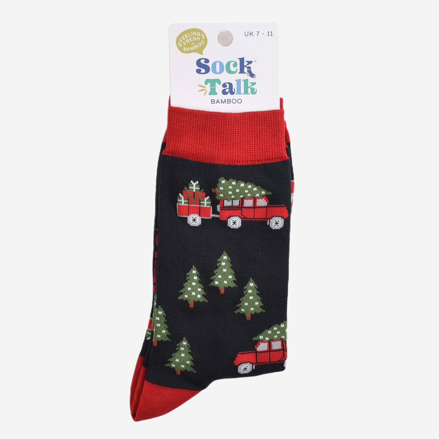 Men's Black/Red Christmas Tree Off Roader Bamboo Socks