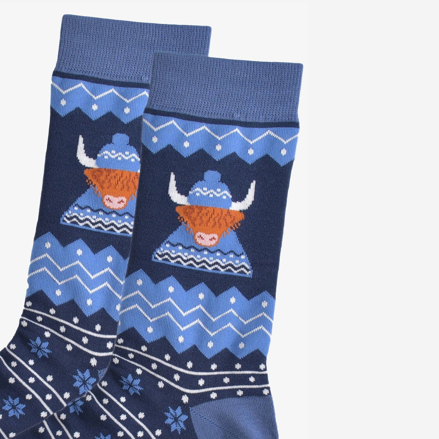 Men's Blue Highland Cow Hat & Jumper Bamboo Socks