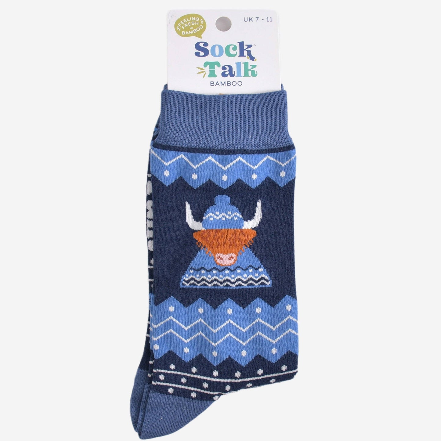 Men's Blue Highland Cow Hat & Jumper Bamboo Socks