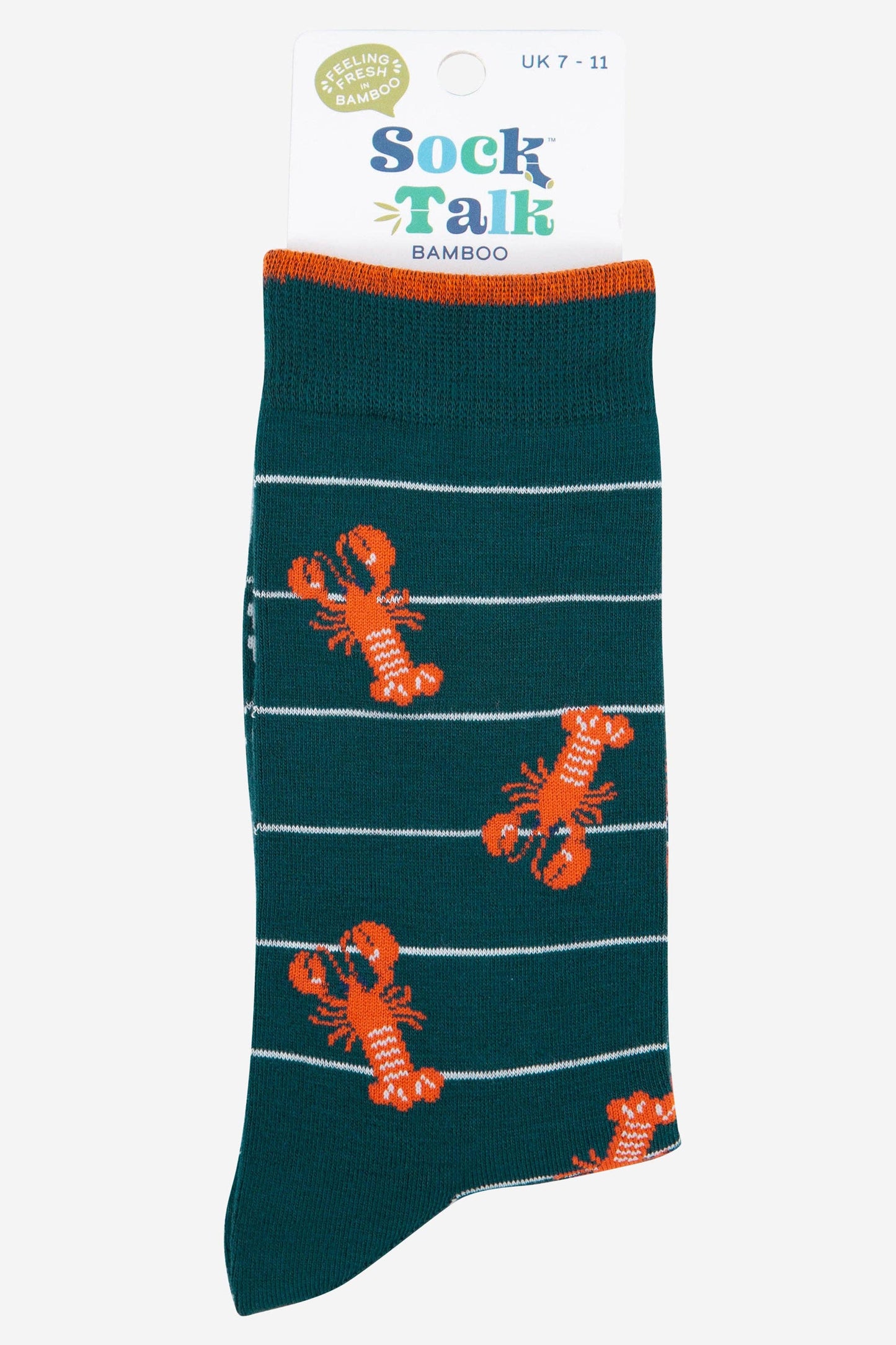 Men's Lobster Bamboo Socks Green Stripe