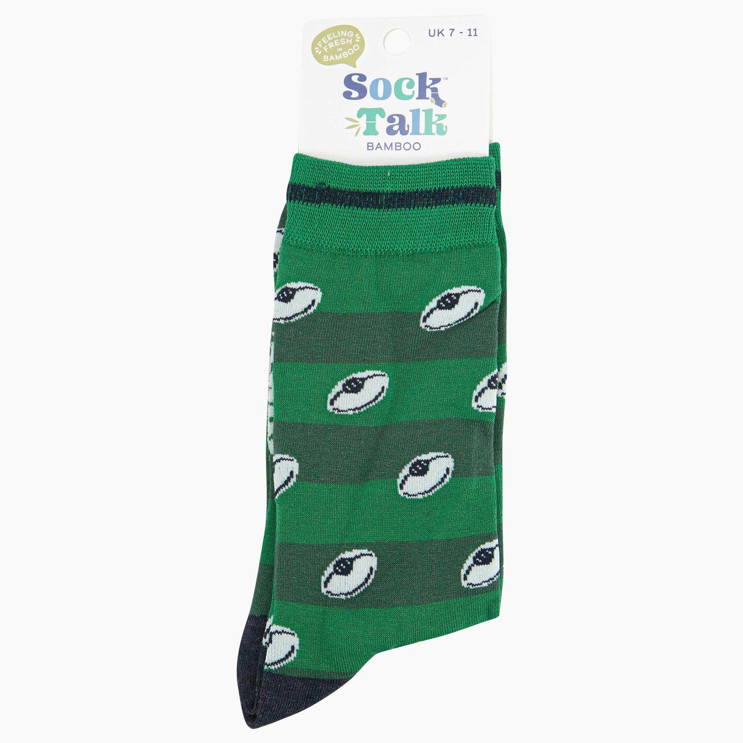 Men's Bamboo Socks - Rugby Ball Stripe Green