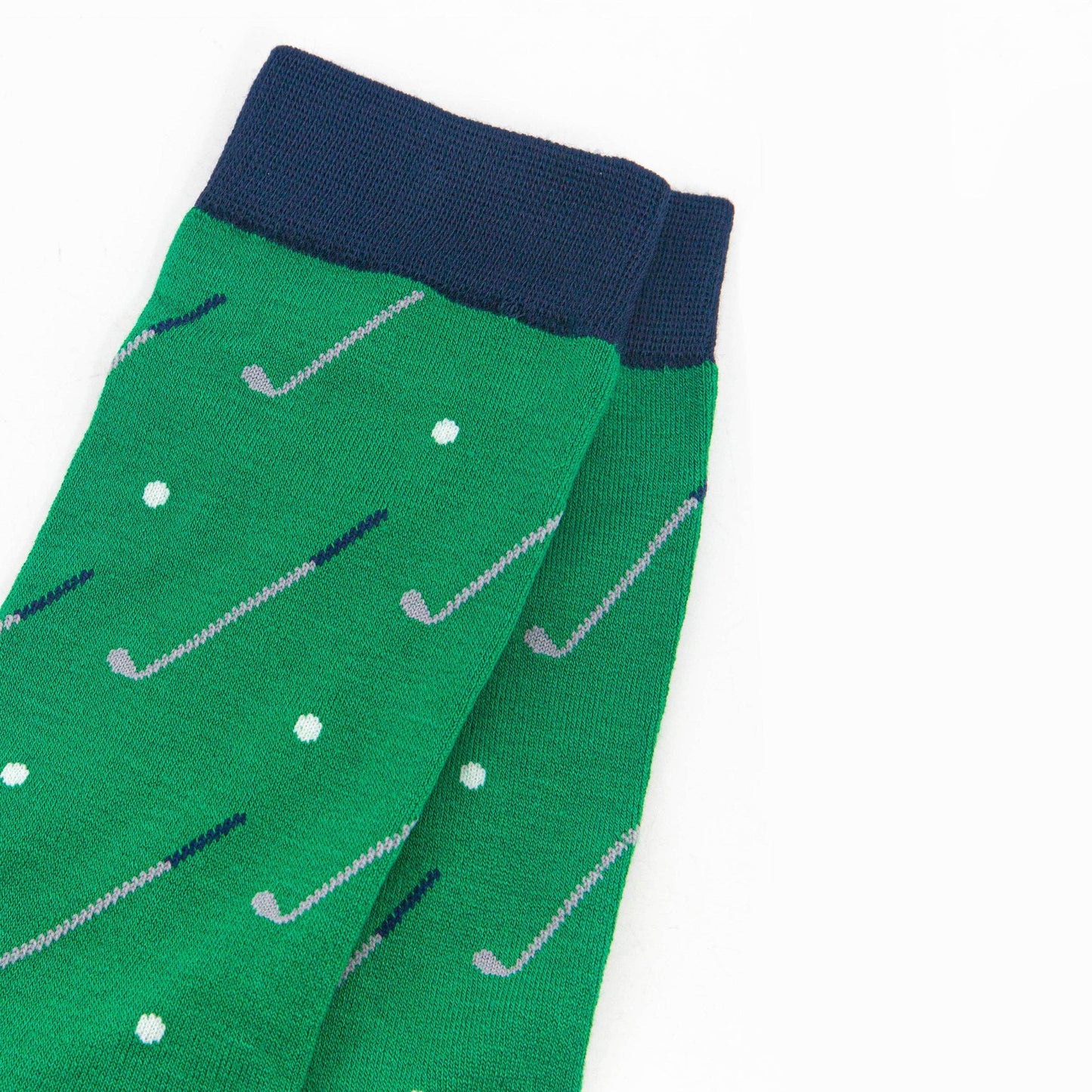 Men's Golf Ball & Club Bamboo Socks, Green/Navy Blue