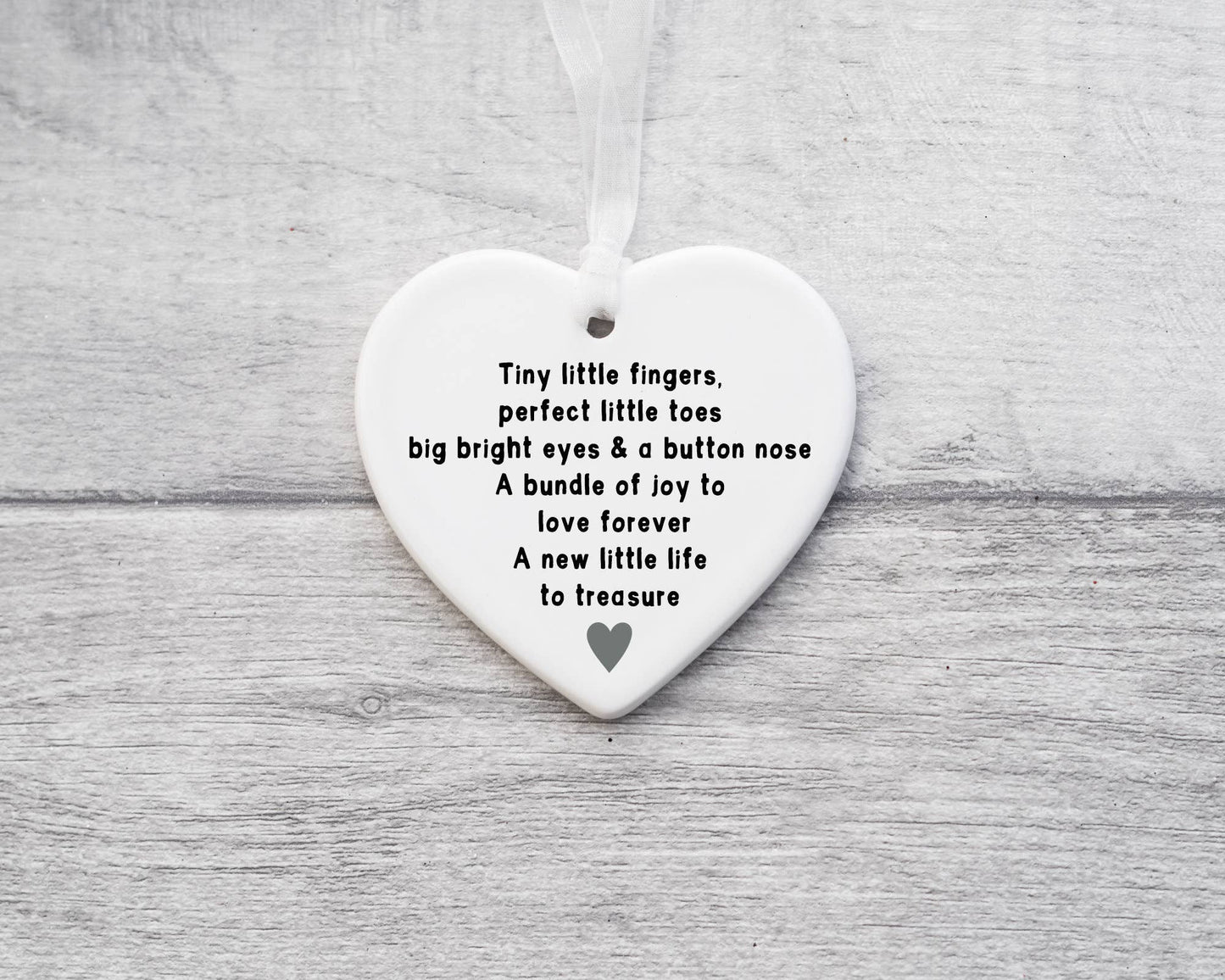 New Baby Ceramic Heart Keepsake - New Baby with Poem