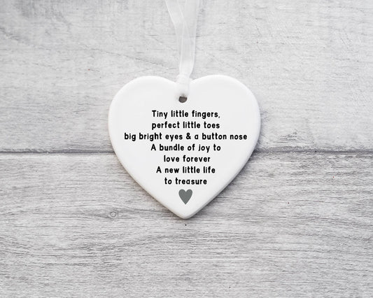 New Baby Ceramic Heart Keepsake - New Baby with Poem