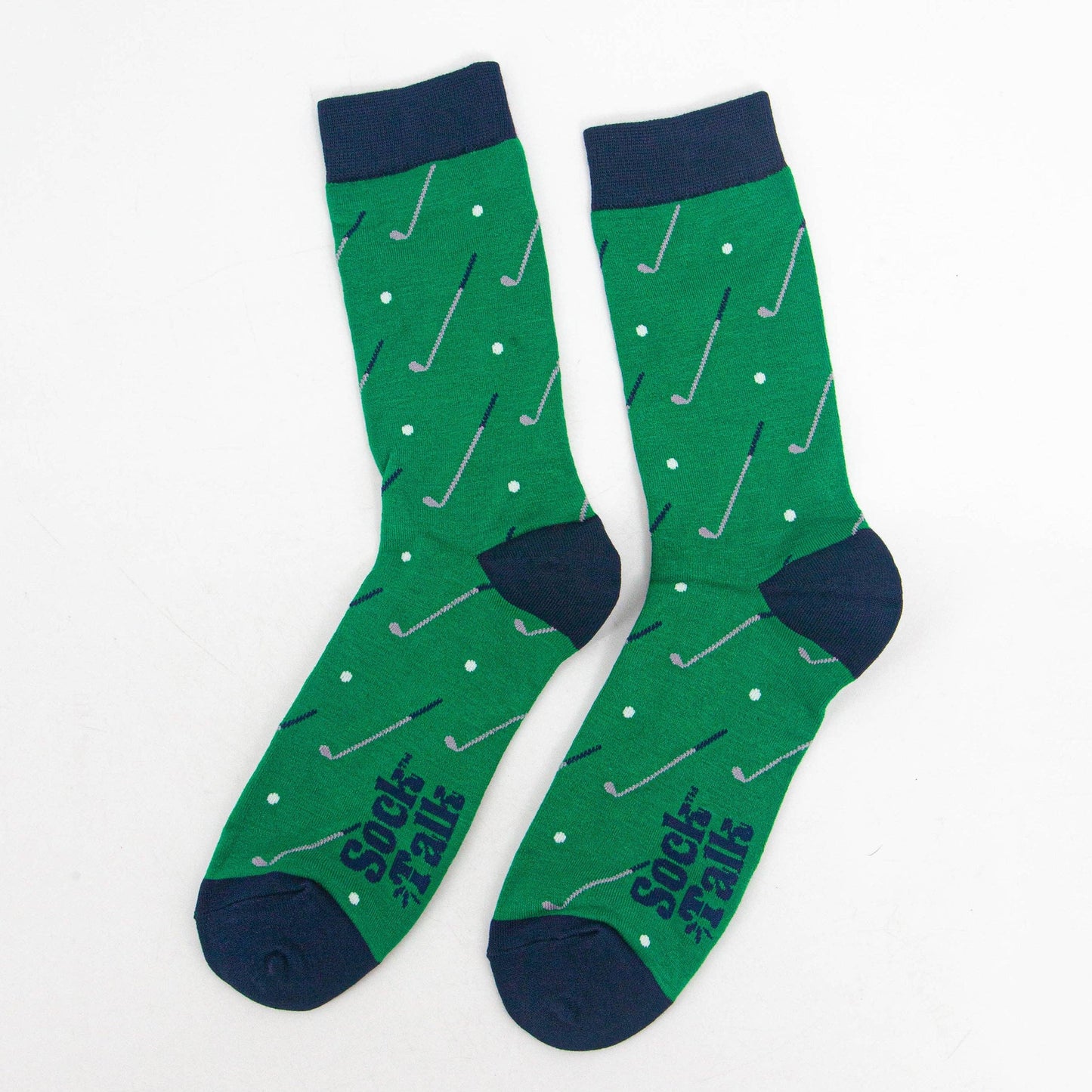 Men's Golf Ball & Club Bamboo Socks, Green/Navy Blue