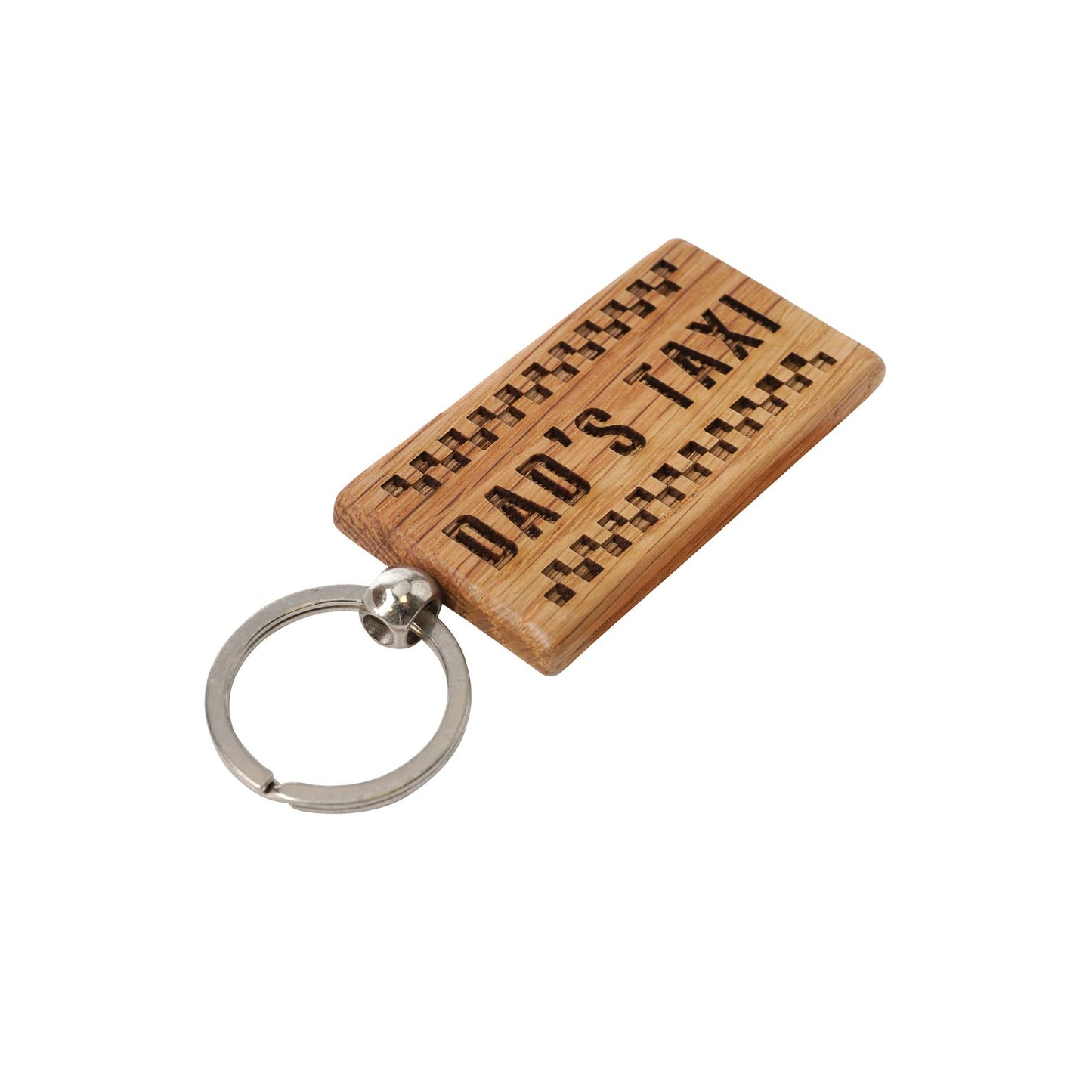 'Dad's Taxi' Rectangular Oak Keyring