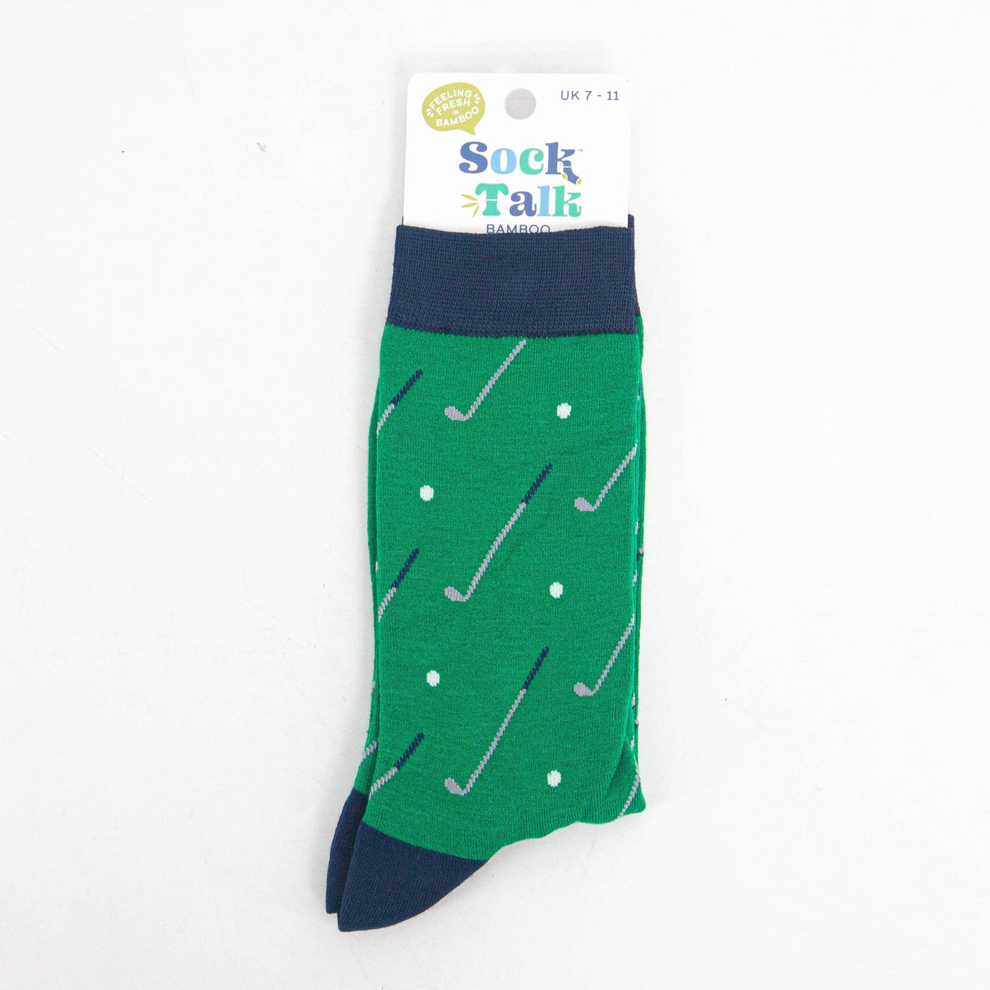 Men's Golf Ball & Club Bamboo Socks, Green/Navy Blue