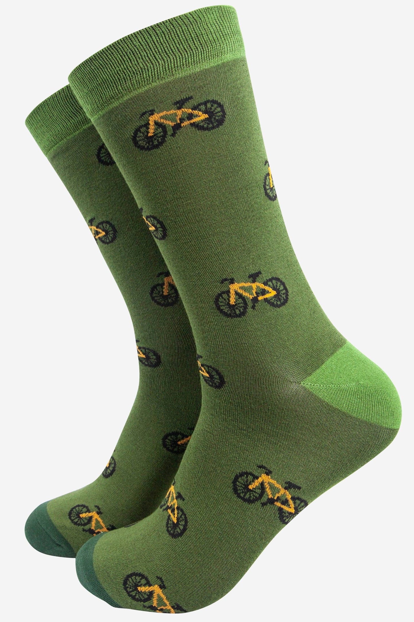 Men's Bamboo Socks - Bicycle Print Green