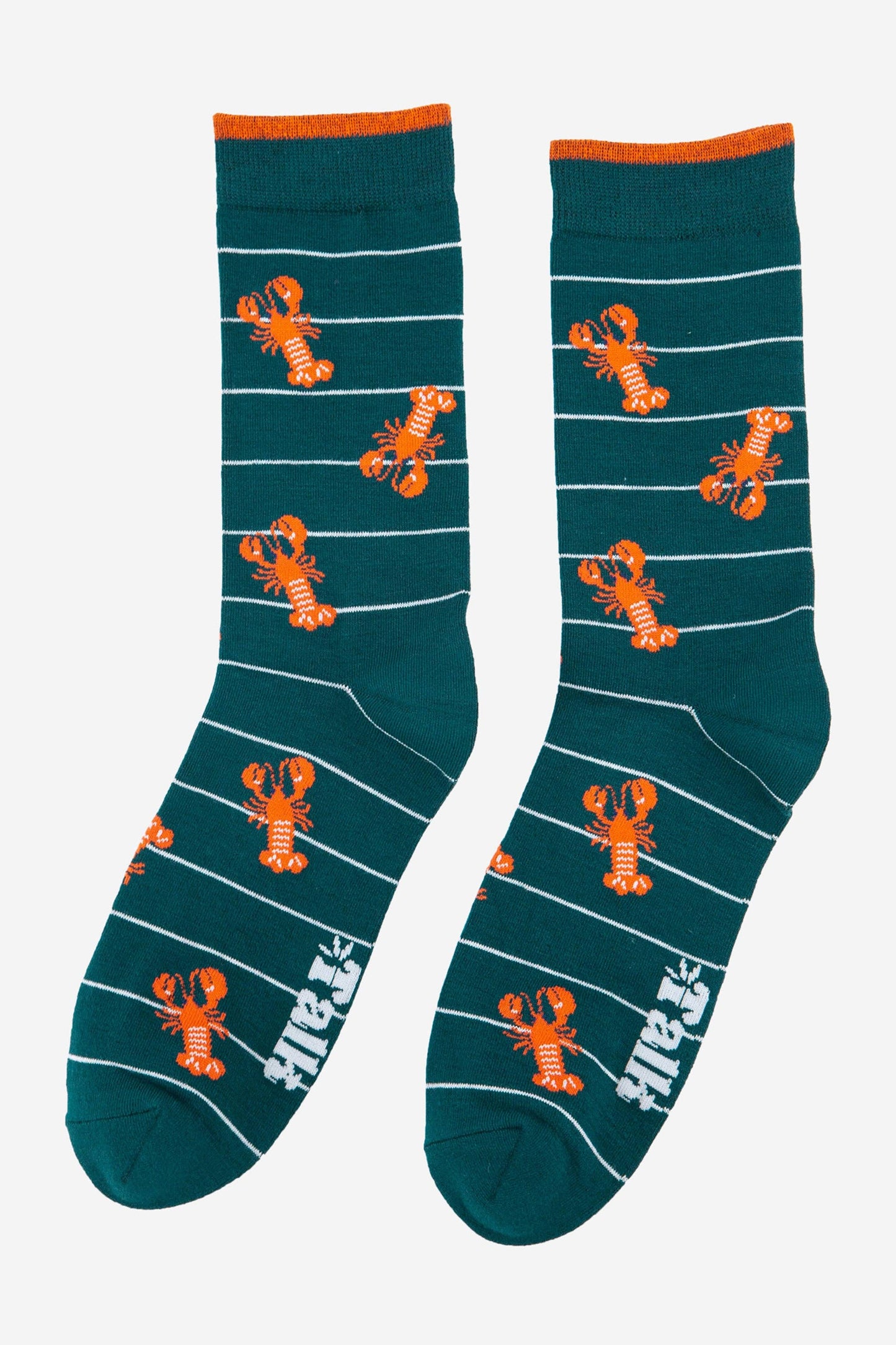Men's Lobster Bamboo Socks Green Stripe
