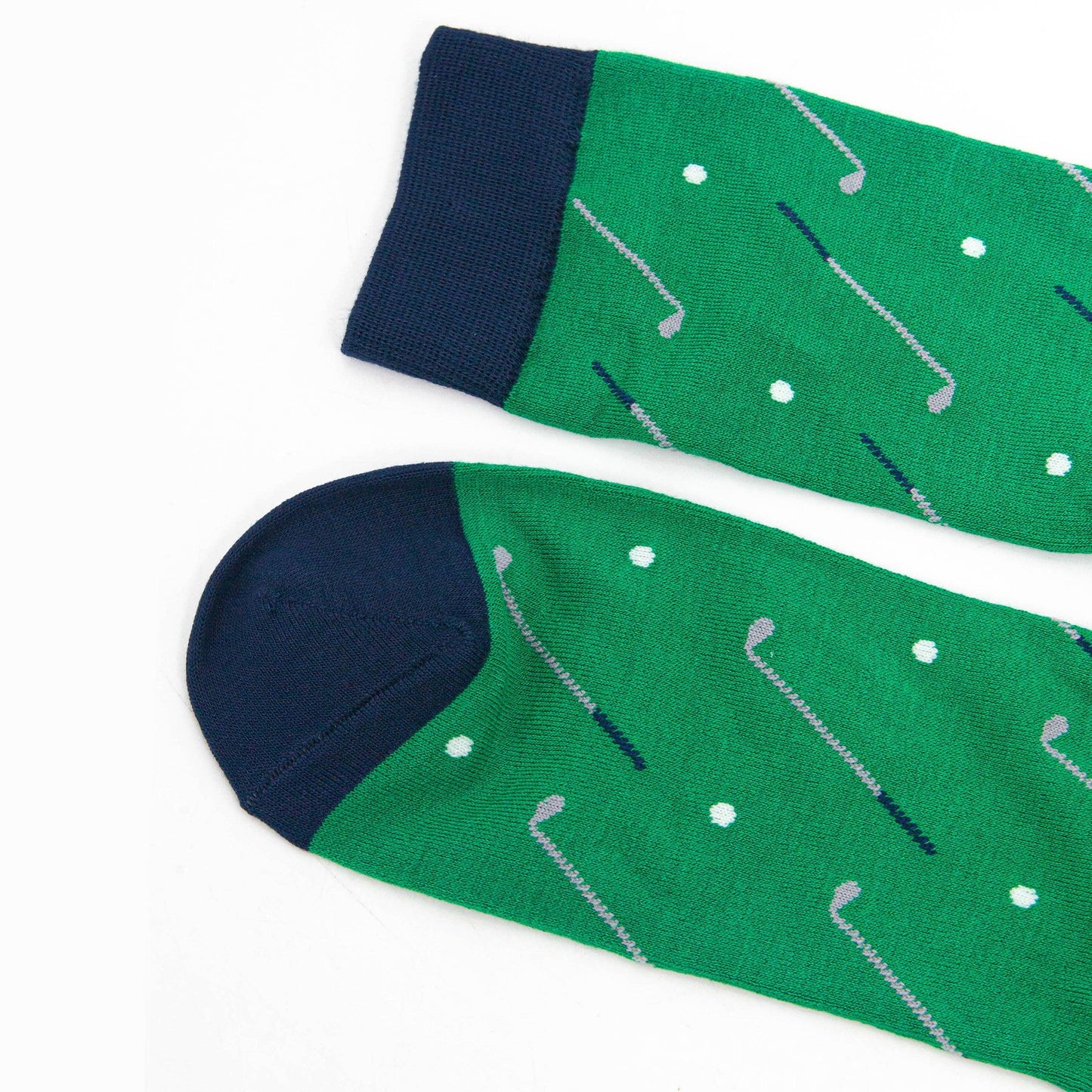 Men's Golf Ball & Club Bamboo Socks, Green/Navy Blue