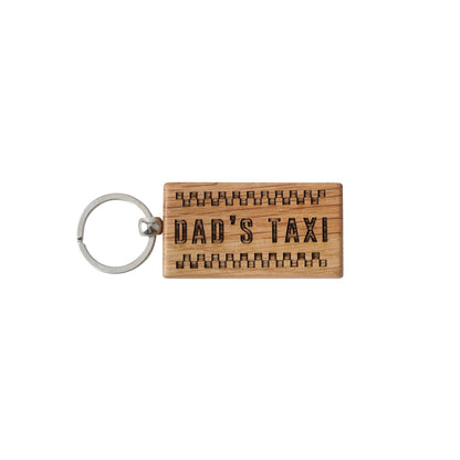 'Dad's Taxi' Rectangular Oak Keyring