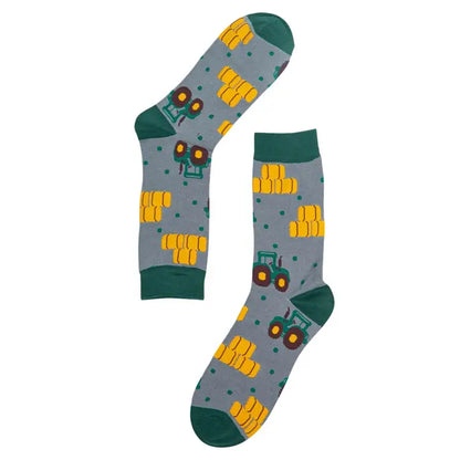 Mens Bamboo Socks - Green Tractor Novelty Farmer Sock