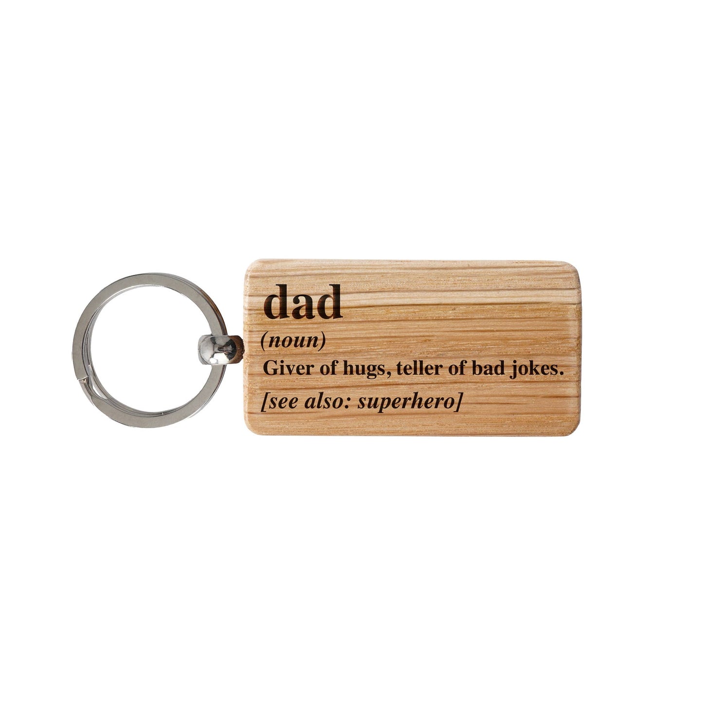 'Dad' Rectangular Oak Keyring