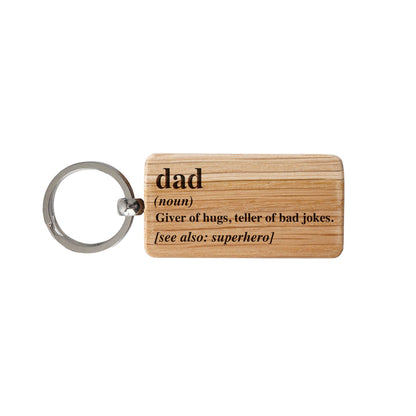 'Dad' Rectangular Oak Keyring