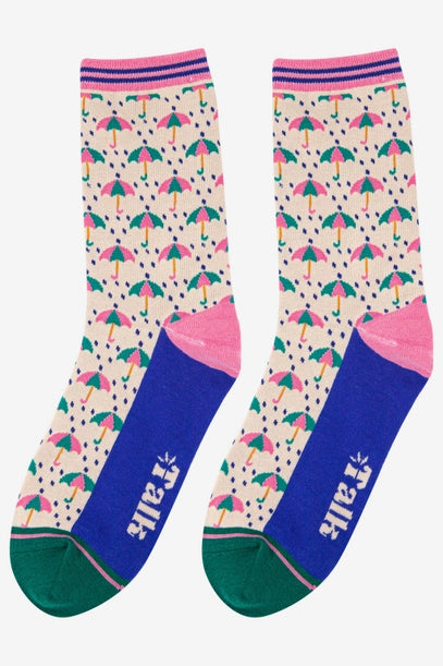 Women's Bamboo Socks - Umbrella and Rain