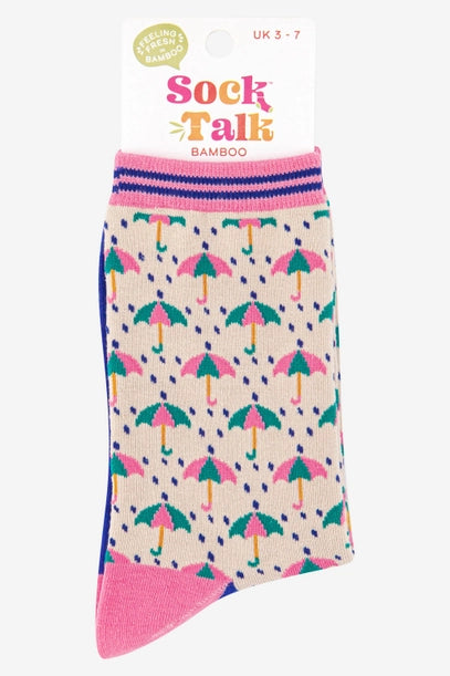Women's Bamboo Socks - Umbrella and Rain