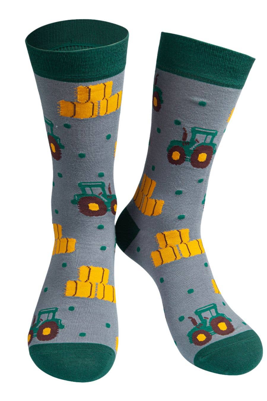 Mens Bamboo Socks - Green Tractor Novelty Farmer Sock